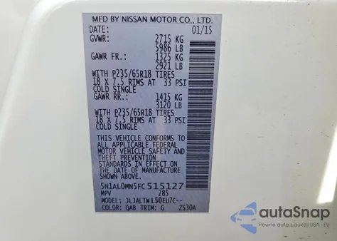 2015 Infiniti Qx60 z USA, uszkodzony, nr VIN 5N1AL0MN5FC515127